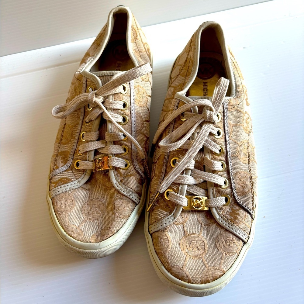 Michael Kors Canvas Sneakers with Gold Logo